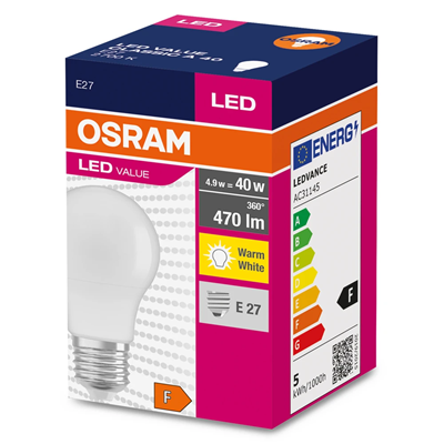 VALUE CLASSIC A LED žárovka 4,9W (40W) E27 2700K 470lm