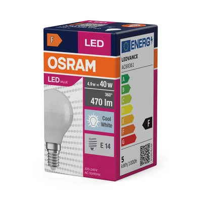 VALUE CLASSIC P Lampada LED 4.9W 840 Satinata E14