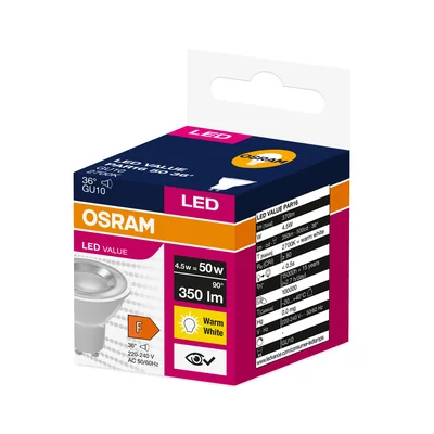 VALUE LED-Lampe, nicht dimmbar, PAR16, 50°, 36°, 4,5 W, 827 Ω, 230 V, GU10