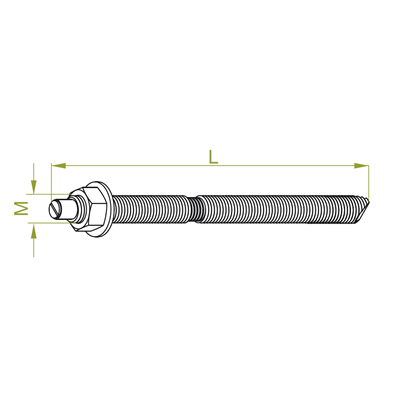 Varilla roscada galvanizada, rosca 8 mm, longitud 130 mm