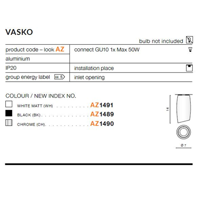 VASKO ceiling lamp chrome