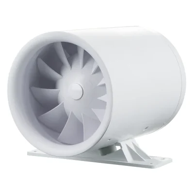 Ventilador de conducto con base de montaje de 150 mm, silencioso estándar, blanco.