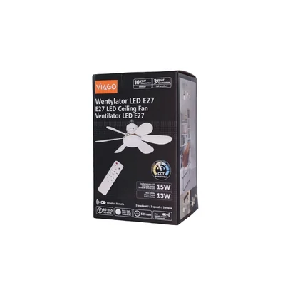 Ventilatore da soffitto a LED E27 28W 15W+13W 1500LM CCT 38dB