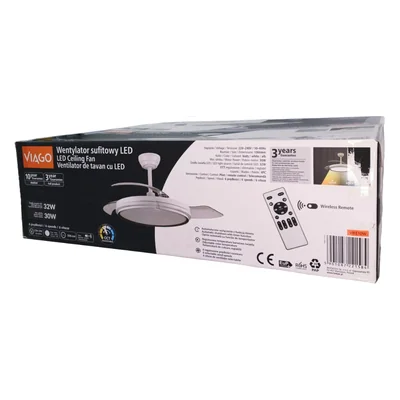 Ventilatore da soffitto a LED in ABS+PC 62W 32W+30W 3200LM 20m2 CCT 40dB