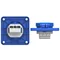 Versión enchufe con pin 16A 2P+Z 230V 50/60Hz IP54, brida de conexión trasera 75X75, protección infantil, contactos niquelados