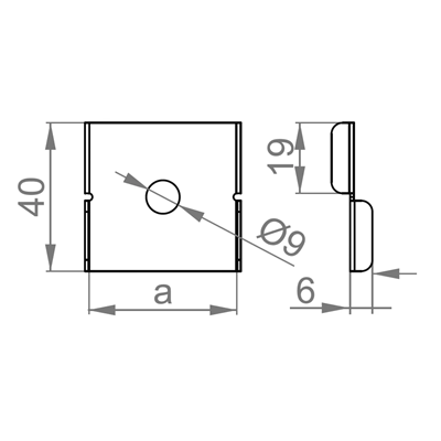 Verzinkte Halteplatte, Breite 40 mm, Länge 40 mm