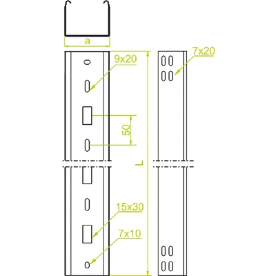 Verzinkter Kanal, Breite 75 mm, Länge 3 m, Höhe 60 mm