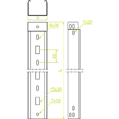 Verzinkter Kanal, Breite 75 mm, Länge 3 m, Höhe 60 mm