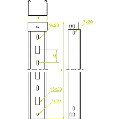 Verzinkter Kanal, Breite 75 mm, Länge 3 m, Höhe 60 mm