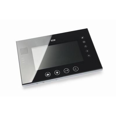 Video intercom: 7" color monitor with memory SD card port plastic/aluminium black + power supply