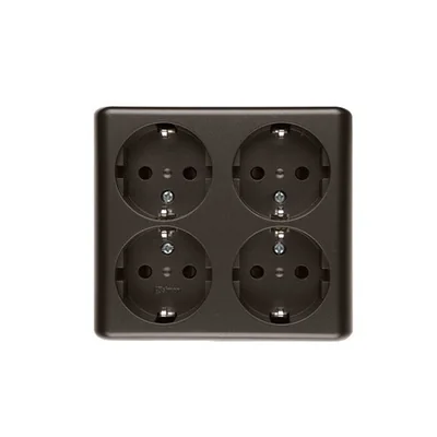 Vierfach-Steckdose mit Erdung, Schuko-Typ, mit Blenden für Strompfade 16A 230V, weiße Schnellanschlüsse