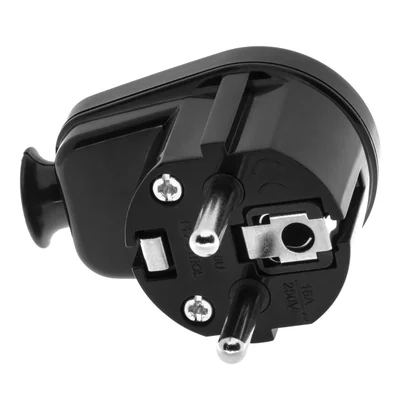 Вилка кутова знімна 2p+Z 16A 250V WT-16 чорна