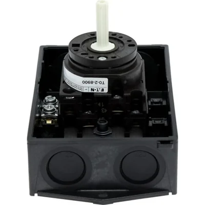 Вимикач T0-2-8900/I1/SVB, 3-полюсний + N, 20 A, 90°, у корпусі IP65, червоно-жовта ручка із замком