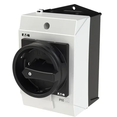 Вимикач T0-2-8900/I1/SVB-SW, 3-полюсний + N, 20 A, 90°, у корпусі IP65, чорна ручка із замком