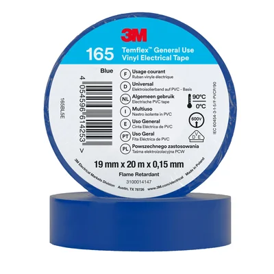 Вінілова ізоляційна стрічка 3M™ Temflex™ 165, синя, 19 мм x 20 м