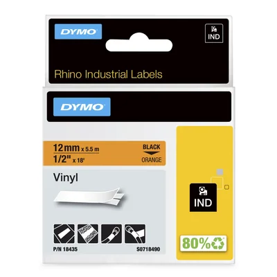 Vinylová páska RHINO 12 mm černá na oranžové