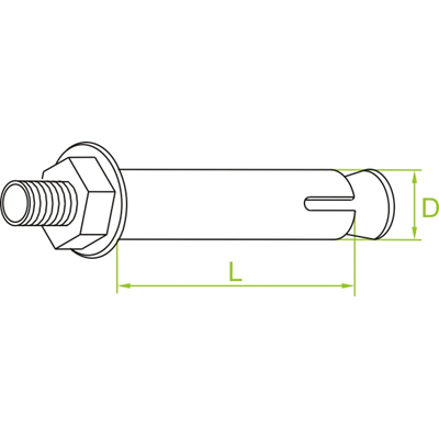 Vis à douille, longueur 100mm, diamètre 18mm