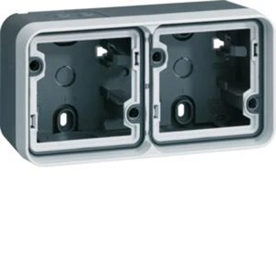 W.1 2-gang horizontal surface-mounted box 2 inputs IP55 dark grey