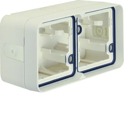 W.1 2fach horizontale Aufputzdose 4 Eingänge IP55 weiß