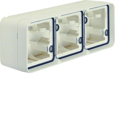 W.1 3-gang horizontal surface-mounted box 2 inputs IP55 white