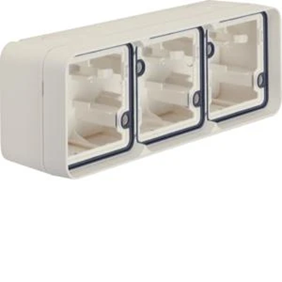 W.1 3-gang horizontal surface-mounted box 2 inputs IP55 white