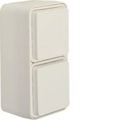 W.1 Base de enchufe Schuko 2P+Z, completa, doble, vertical, IP55, blanco