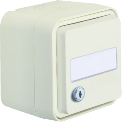 W.1 Base de enchufe Schuko 2P+Z con llave con campo de escritura, iguales, cerraduras completas, IP55, blanco