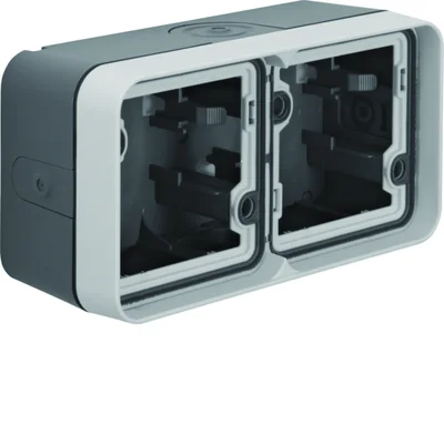 W.1 Coffret saillie horizontal 2 postes 4 entrées IP55 gris