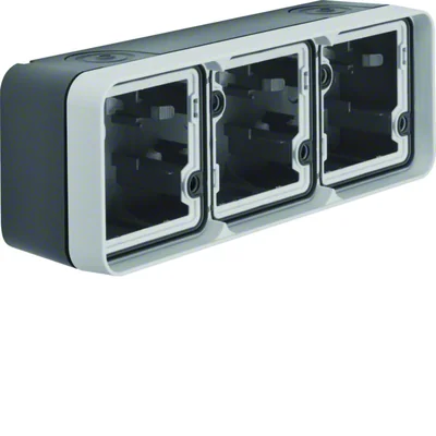 W.1 Coffret saillie horizontal 3 postes 2 entrées IP55 gris foncé