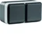 W.1 Earthed socket 2P+E complete 2-fold horizontal 4 inputs IP55 gray