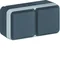W.1 Earthed socket 2P+E complete 2-fold horizontal 4 inputs IP55 gray