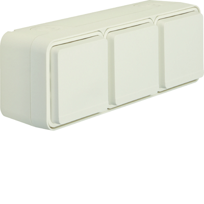 W.1 Earthed socket 2P+E complete 2-way horizontal IP55 white