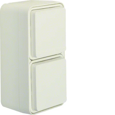 W.1 Gniazdo Schuko 2P+Z kompletne 2-krotne pionowe IP55 białe