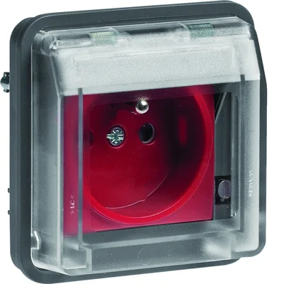 W.1 Gniazdo z uziemieniem 2P+Z DATA z kluczem IP55 szare