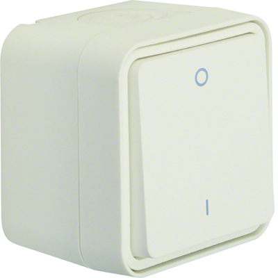 W.1 interruptor de 2 polos con impresión "0/1", completo IP55 blanco