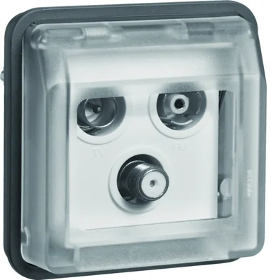 W.1 Module prise terminal RTV-SAT avec couvercle IP55 gris