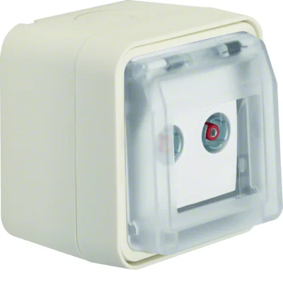 W.1 Pass-through R+TV antenna socket 10dB with cover complete IP55 white