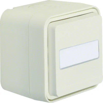W.1 presa Schuko 2P+Z con campo siglatura, completa IP55 bianco
