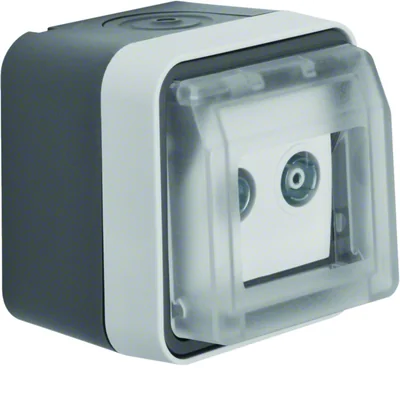 W.1 R+TV end socket with cover complete IP55 grey