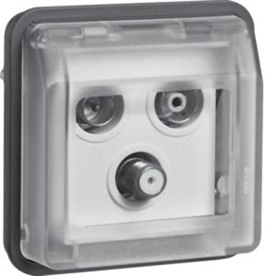 W.1 RTV-SAT terminal socket module with cover IP55 grey
