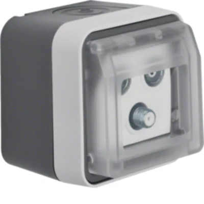 W.1 R+TV+SAT koncová anténní zásuvka s krytem, kompletní IP55, šedá