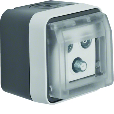 W.1 R+TV+SAT terminal socket with cover complete IP55 grey