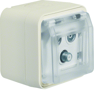 W.1 R+TV+SAT terminal socket with cover complete IP55 white