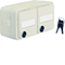 W.1 Schuko 2P+E key socket with description field, 2-gang complete IP55 white