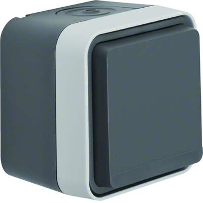 W.1 Schuko 2P+E socket with contact shutters complete IP55 gray