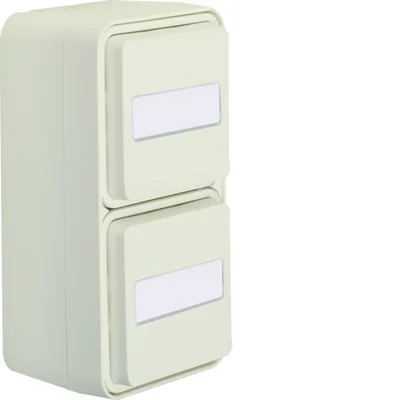 W.1 Schuko 2P+T complet double prise verticale avec champ descriptif IP55 blanc