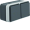 W.1 Schuko socket 2P+E complete 2-way horizontal 2 inputs IP55 gray