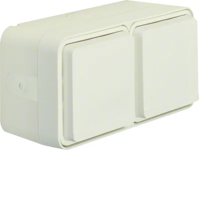W.1 Schuko socket 2P+E complete 2-way horizontal 4 inputs IP55 white