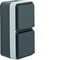 W.1 Schuko socket 2P+E complete 2-way vertical IP55 gray