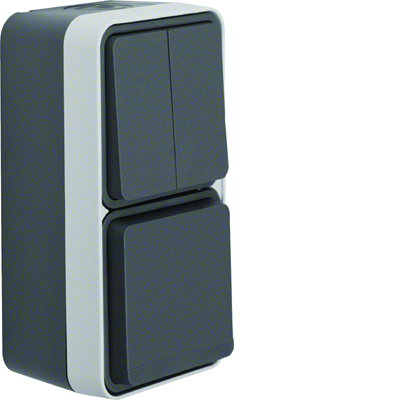 W.1 Serial connector with SCHUKO socket, complete vertical IP55 grey